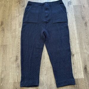 Free People Large The Cozy Knit Ankle Pants Navy Blue & Black Soft